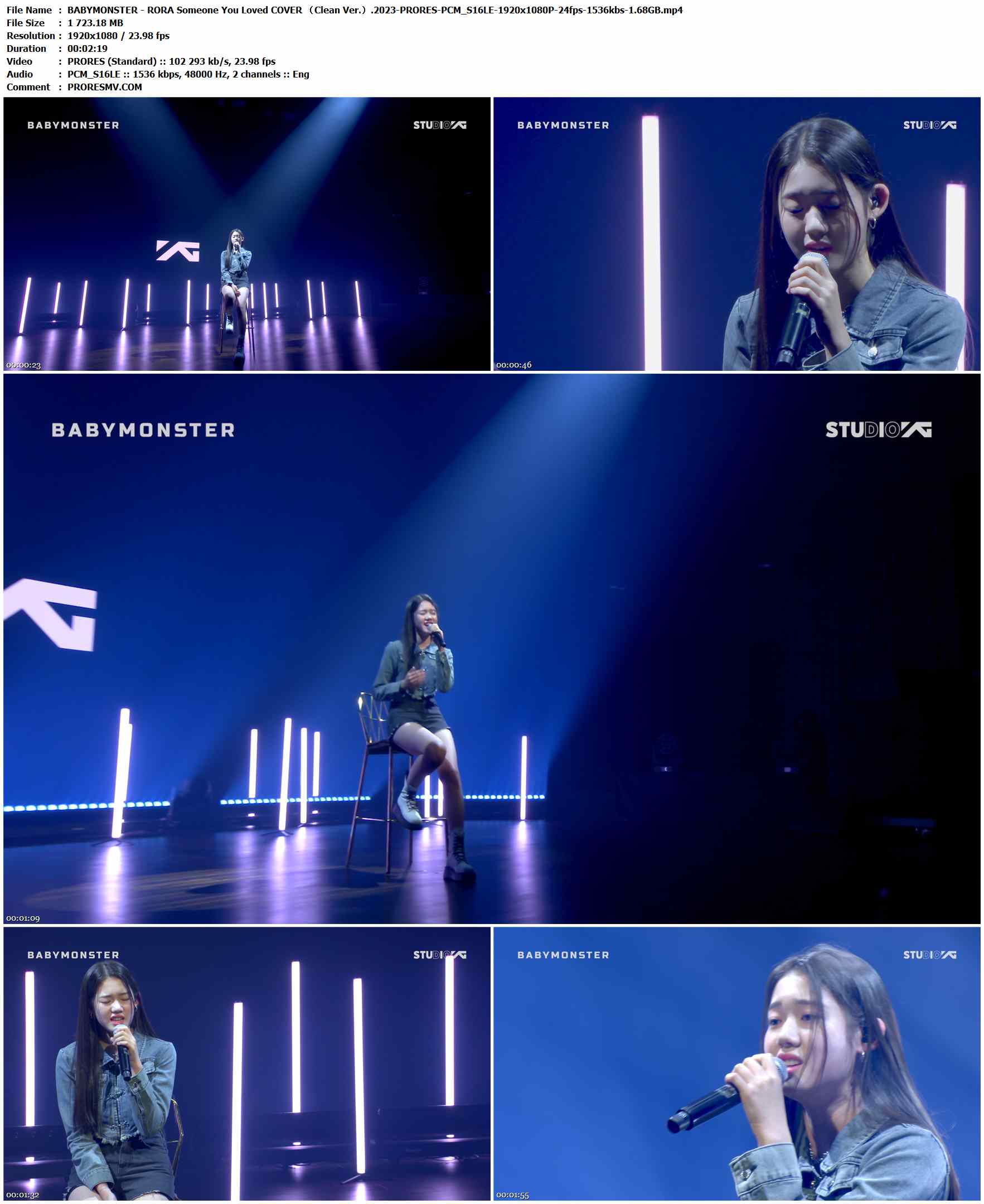 BABYMONSTER - RORA Someone You Loved COVER （Clean Ver.）.2023-PRORES-PCM_S16LE-1920x1080P-24fps-1536kbs-1.68GB官方MV_高清MV